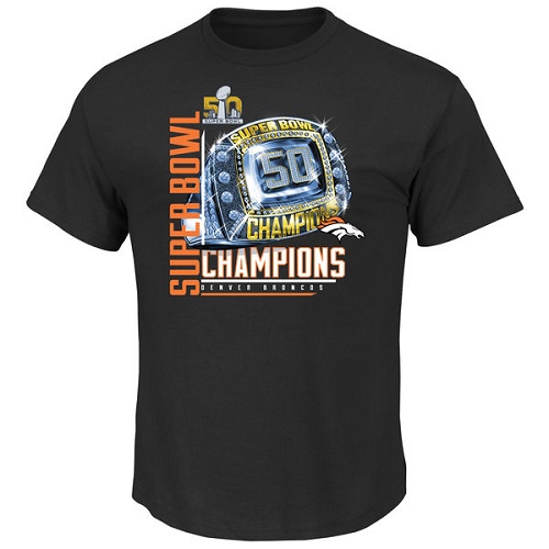 NFL Denver Broncos Majestic Big & Tall Super Bowl 50 Champions Victory Bling VIII T-Shirt - Black